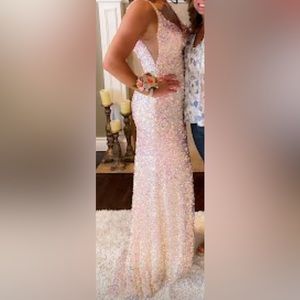 Light pink sequin prom dress
